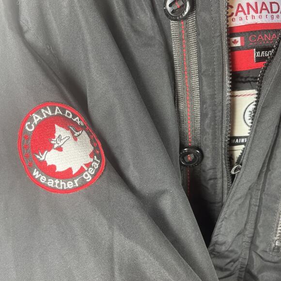 Canada WeatherGear Mens Black Bomber Jacket Hooded Parka Coat Size XL - Picture 7 of 15